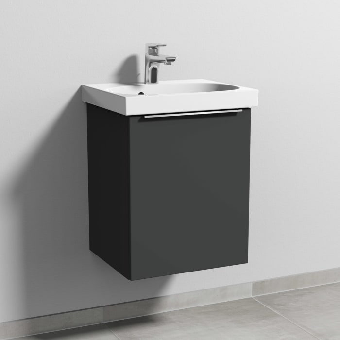 Sanipa 3way Waschtischunterbau für Keramik-Waschtisch Acanto 45 cm, 1 Tür, Anschlag rechts, mit Aufsatzgriff