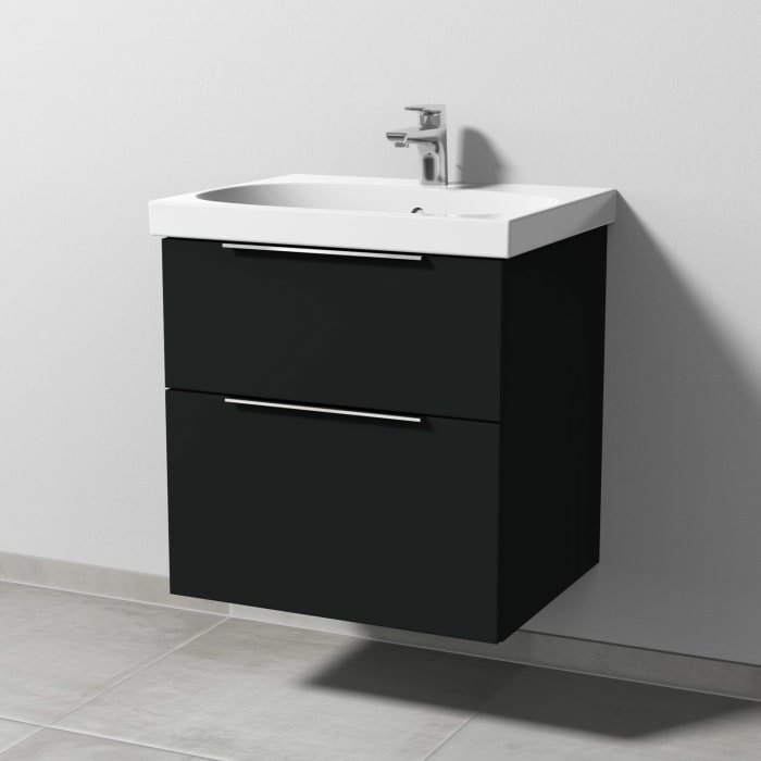 Sanipa 3way Waschtischunterbau für Keramik-Waschtisch Acanto 60 cm, 2 Auszüge mit Aufsatzgriff