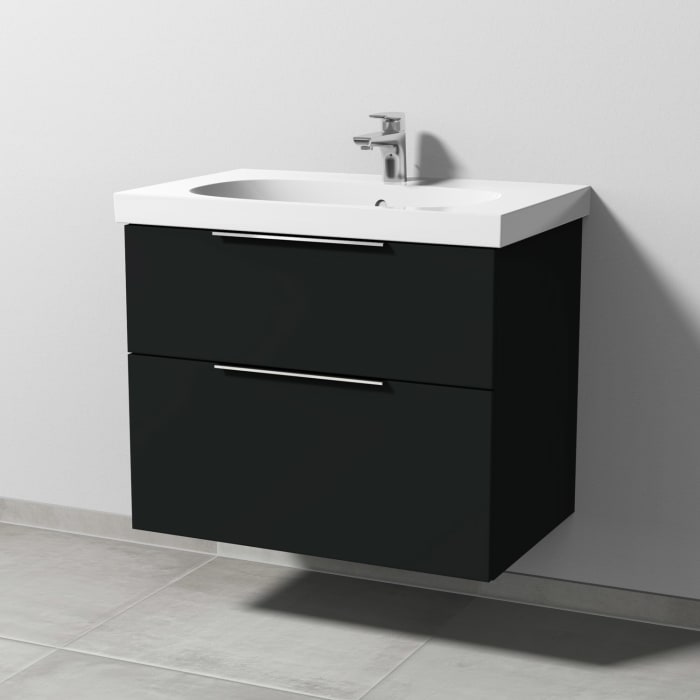 Sanipa 3way Waschtischunterbau für Keramik-Waschtisch Acanto 75 cm, 2 Auszüge mit Aufsatzgriff