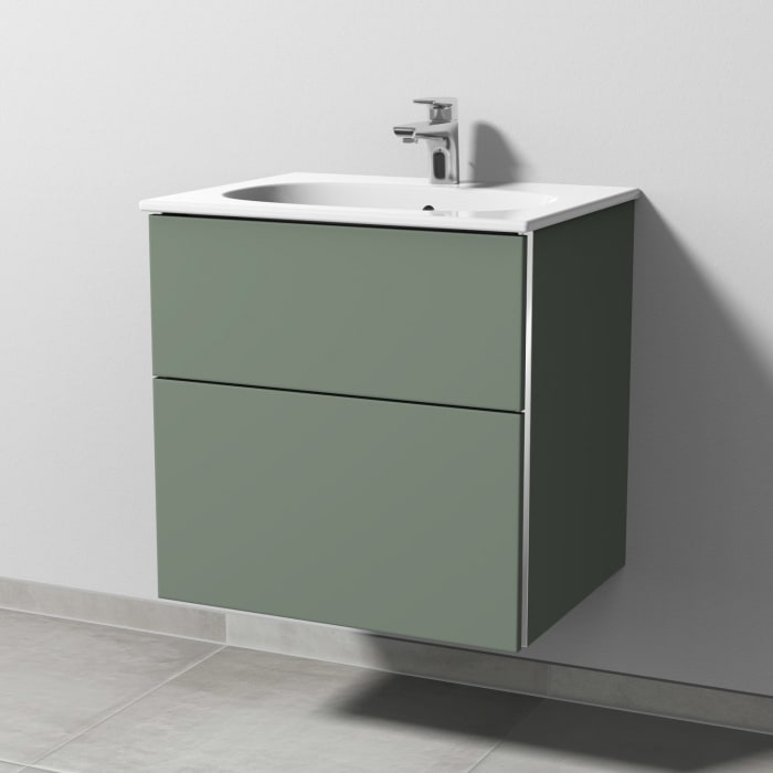 Sanipa 3way Waschtischunterbau für Keramik-Waschtisch Acanto Slim 60 cm, 2 Auszüge mit Griffleisten