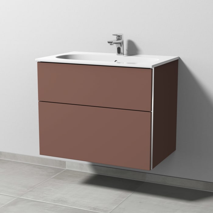 Sanipa 3way Waschtischunterbau für Keramik-Waschtisch Acanto Slim 75 cm, 2 Auszüge mit Griffleisten