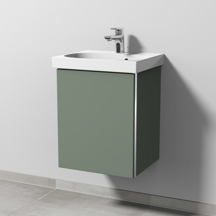 Sanipa 3way Waschtischunterbau für Keramik-Waschtisch Acanto 45 cm, 1 Tür, Anschlag links, mit Griffleiste