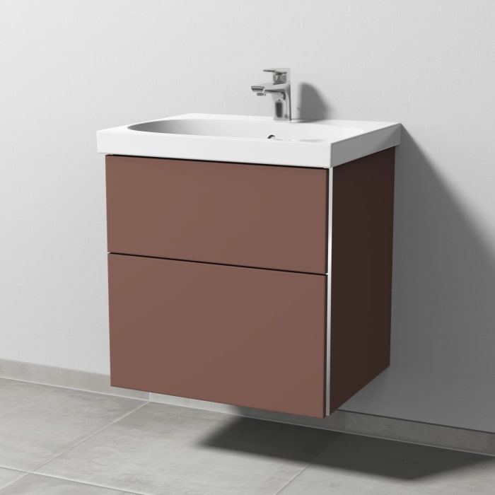 Sanipa 3way Waschtischunterbau für Keramik-Waschtisch Acanto 60 cm, 2 Auszüge mit Griffleisten