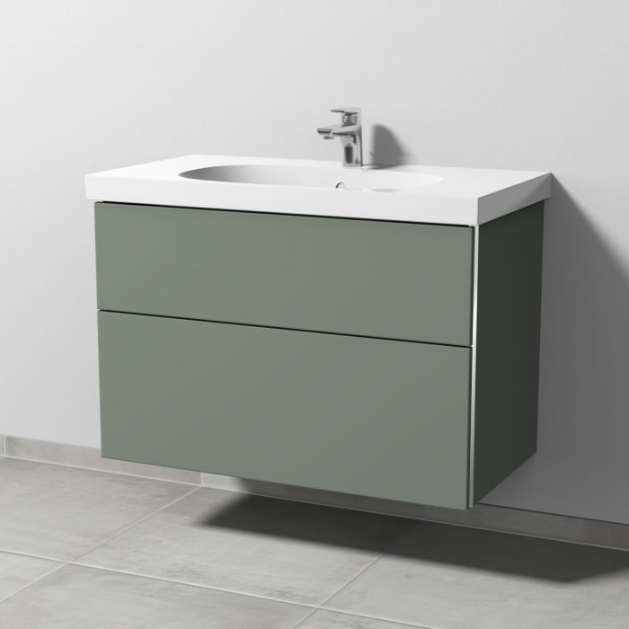 Sanipa 3way Waschtischunterbau für Keramik-Waschtisch Acanto 90 cm, 2 Auszüge mit Griffleisten