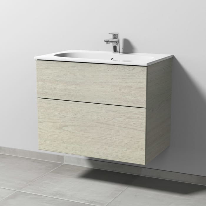 Sanipa 3way Waschtischunterbau für Keramik-Waschtisch Acanto Slim 75 cm, 2 Auszüge mit Push to open