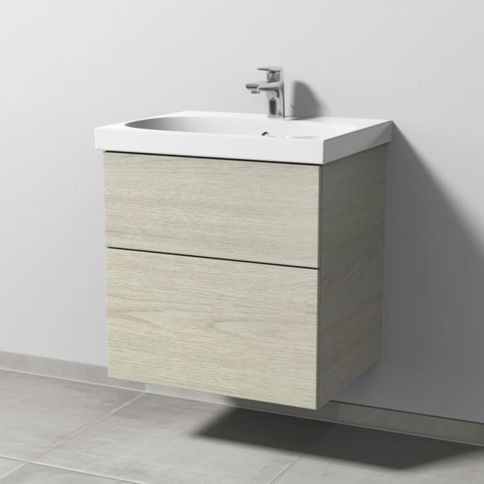 Sanipa 3way Waschtischunterbau für Keramik-Waschtisch Acanto 60 cm, 2 Auszüge mit Push to open