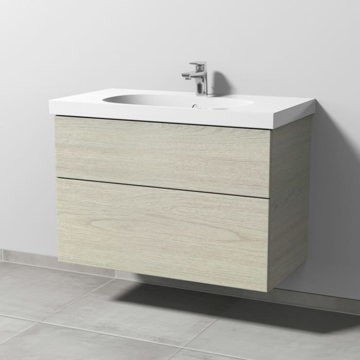 Sanipa 3way Waschtischunterbau für Keramik-Waschtisch Acanto 90 cm, 2 Auszüge mit Push to open