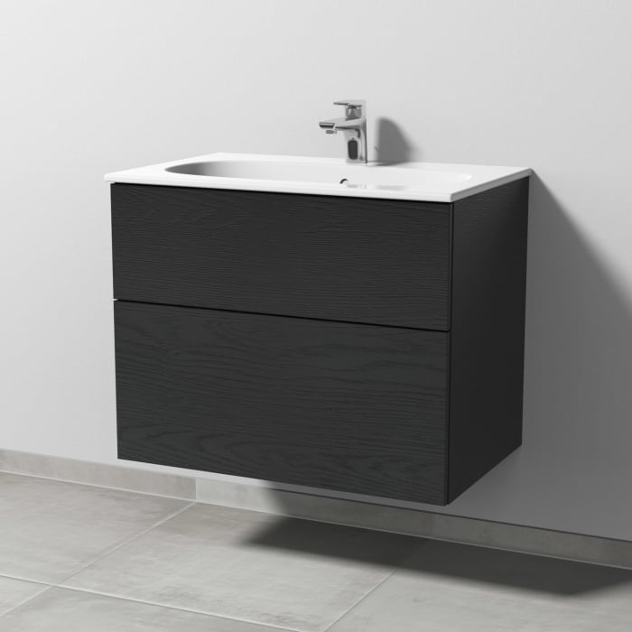 Sanipa 3way Waschtischunterbau für Keramik-Waschtisch Acanto Slim 75 cm, 2 Auszüge mit Push to open