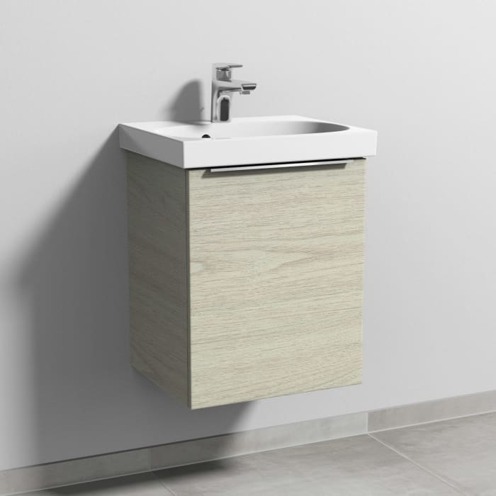 Sanipa 3way Waschtischunterbau für Keramik-Waschtisch Acanto 45 cm, 1 Tür, Anschlag rechts, mit Aufsatzgriff