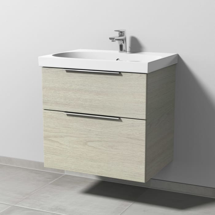 Sanipa 3way Waschtischunterbau für Keramik-Waschtisch Acanto 65 cm, 2 Auszüge mit Aufsatzgriff
