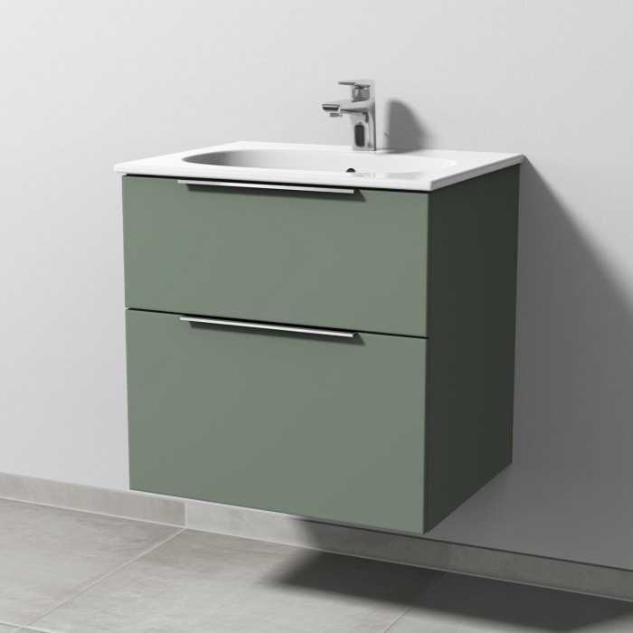 Sanipa 3way Waschtischunterbau für Keramik-Waschtisch Acanto Slim 60 cm, 2 Auszüge mit Aufsatzgriff