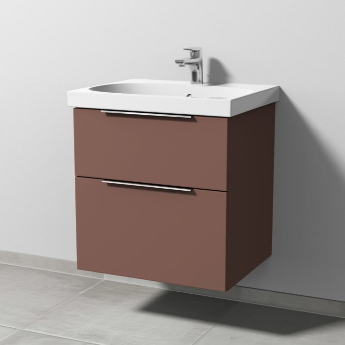 Sanipa 3way Waschtischunterbau für Keramik-Waschtisch Acanto 60 cm, 2 Auszüge mit Aufsatzgriff