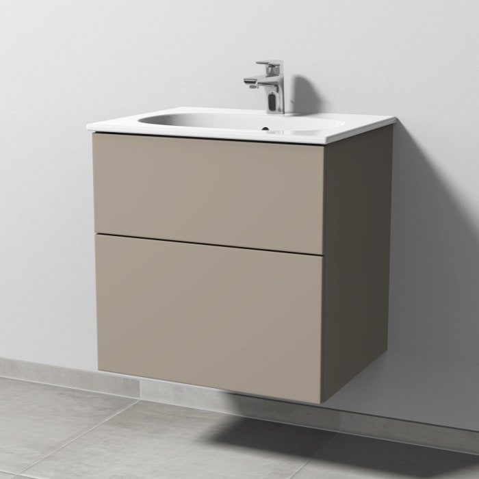 Sanipa 3way Waschtischunterbau für Keramik-Waschtisch Acanto Slim 60 cm, 2 Auszüge mit Push to open