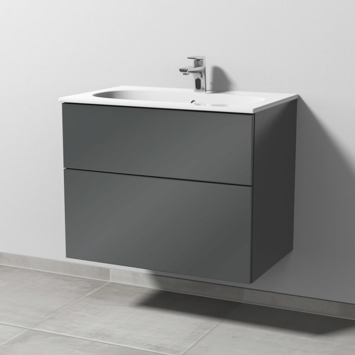 Sanipa 3way Waschtischunterbau für Keramik-Waschtisch Acanto Slim 75 cm, 2 Auszüge mit Push to open