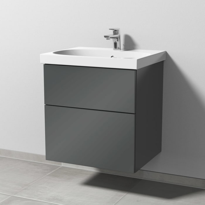 Sanipa 3way Waschtischunterbau für Keramik-Waschtisch Acanto 60 cm, 2 Auszüge mit Push to open