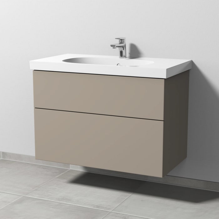 Sanipa 3way Waschtischunterbau für Keramik-Waschtisch Acanto 90 cm, 2 Auszüge mit Push to open