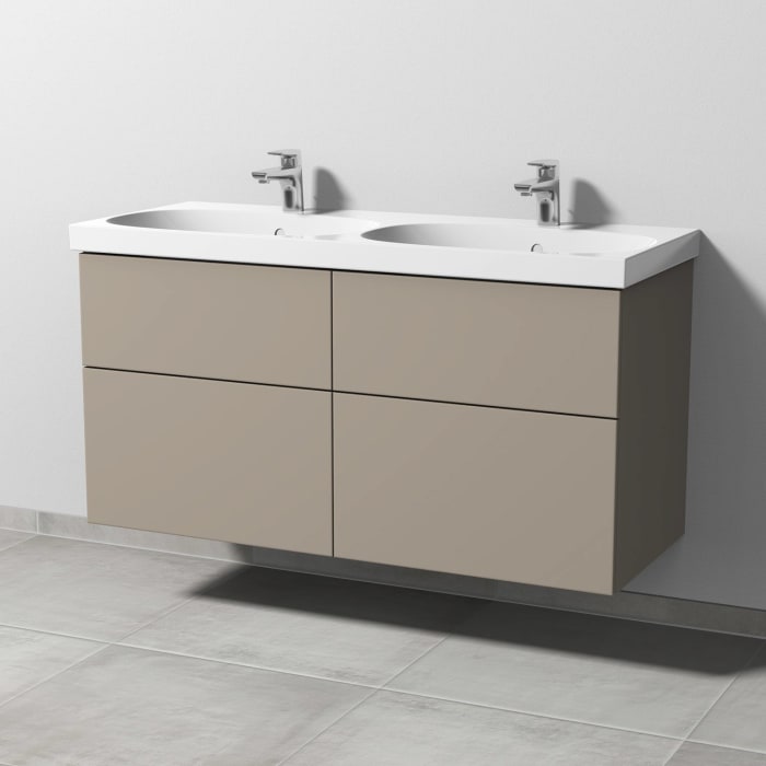 Sanipa 3way Waschtischunterbau für Keramik-Doppelwaschtisch Acanto 120 cm, 4 Auszüge mit Push to open