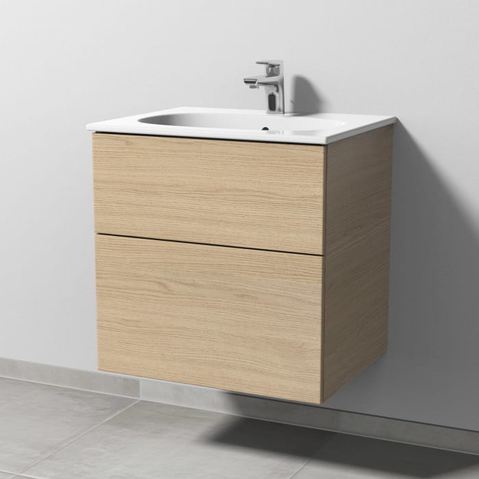 Sanipa 3way Waschtischunterbau für Keramik-Waschtisch Acanto Slim 60 cm, 2 Auszüge mit Push to open