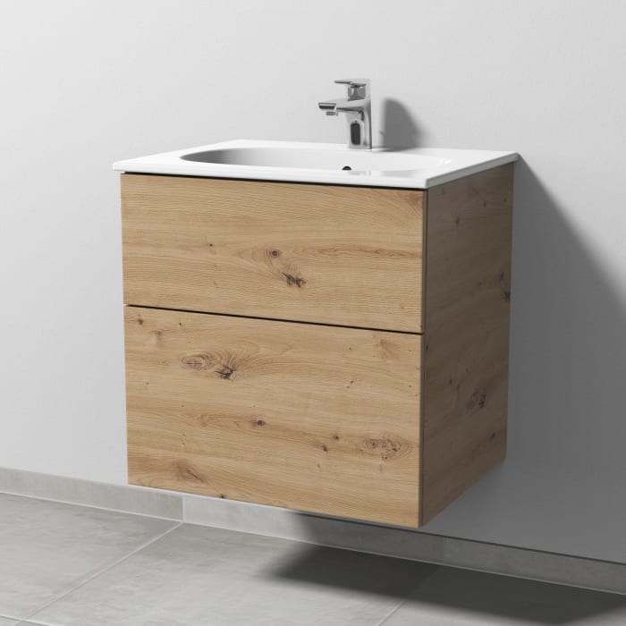 Sanipa 3way Waschtischunterbau für Keramik-Waschtisch Acanto Slim 60 cm, 2 Auszüge mit Push to open