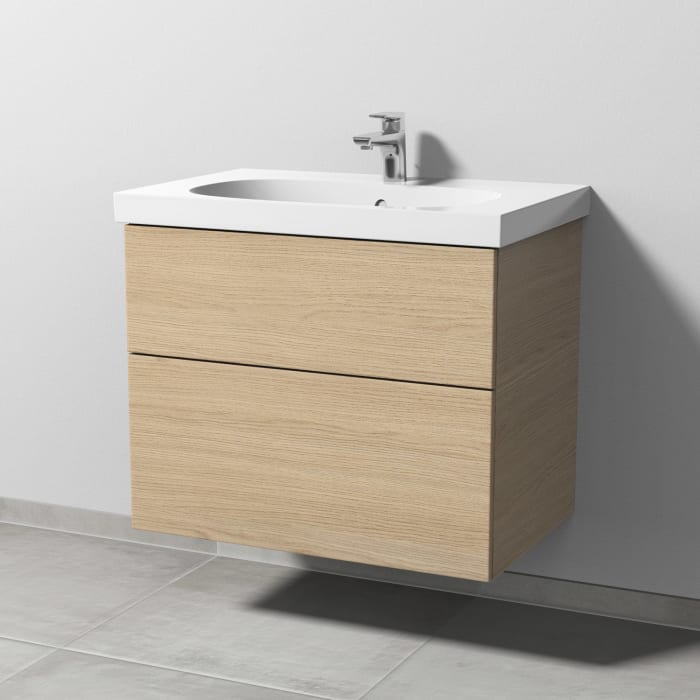 Sanipa 3way Waschtischunterbau für Keramik-Waschtisch Acanto 75 cm, 2 Auszüge mit Push to open