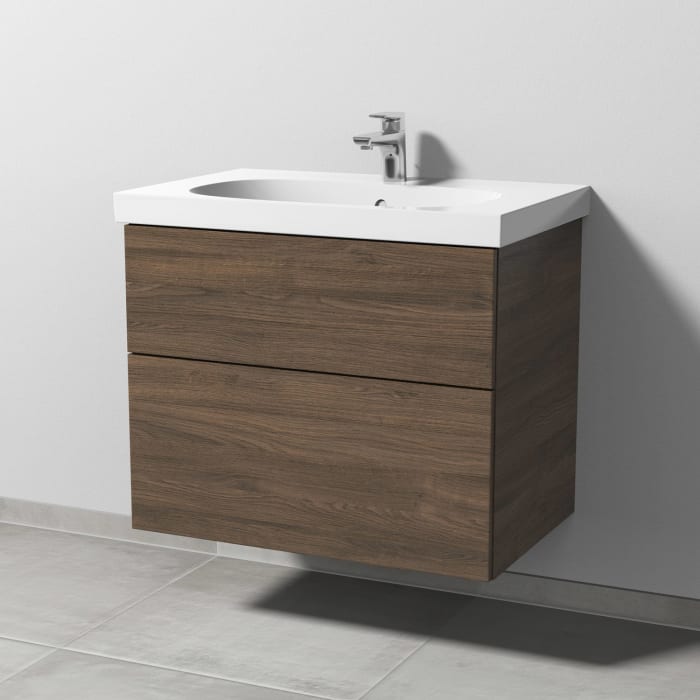 Sanipa 3way Waschtischunterbau für Keramik-Waschtisch Acanto 75 cm, 2 Auszüge mit Push to open