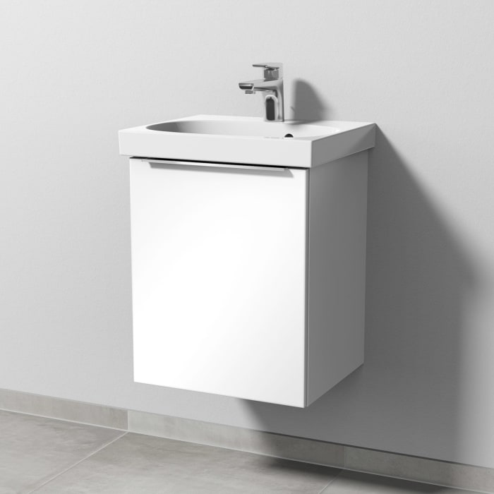 Sanipa 3way Waschtischunterbau für Keramik-Waschtisch Acanto 45 cm, 1 Tür , Anschlag links, mit Aufsatzgriff