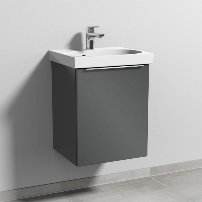 Sanipa 3way Waschtischunterbau für Keramik-Waschtisch Acanto 45 cm, 1 Tür, Anschlag rechts, mit Aufsatzgriff