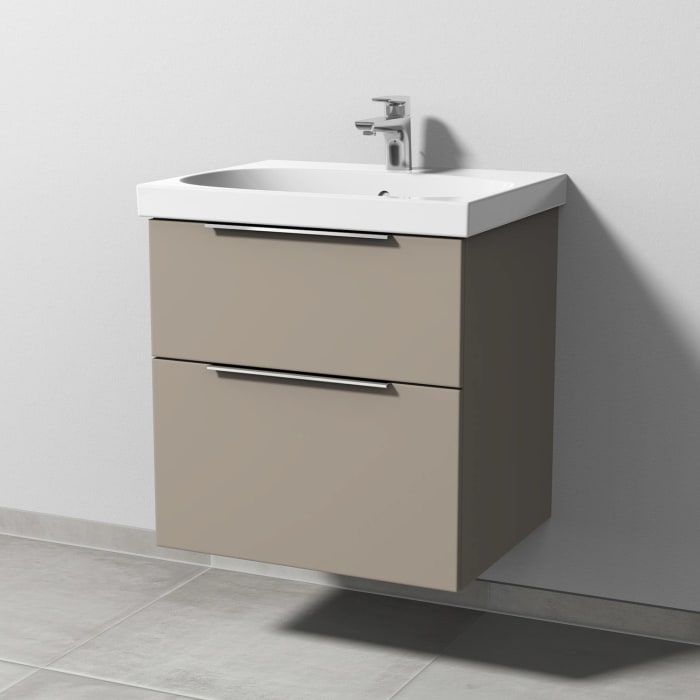 Sanipa 3way Waschtischunterbau für Keramik-Waschtisch Acanto 60 cm, 2 Auszüge mit Aufsatzgriff