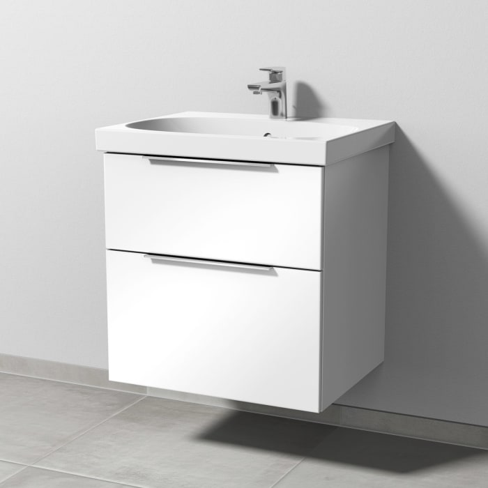 Sanipa 3way Waschtischunterbau für Keramik-Waschtisch Acanto 60 cm, 2 Auszüge mit Aufsatzgriff