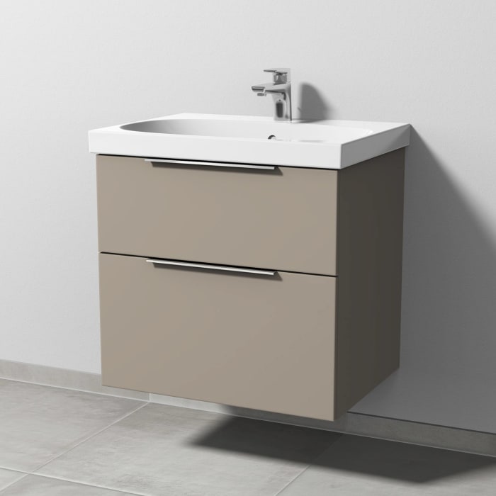 Sanipa 3way Waschtischunterbau für Keramik-Waschtisch Acanto 65 cm, 2 Auszüge mit Aufsatzgriff