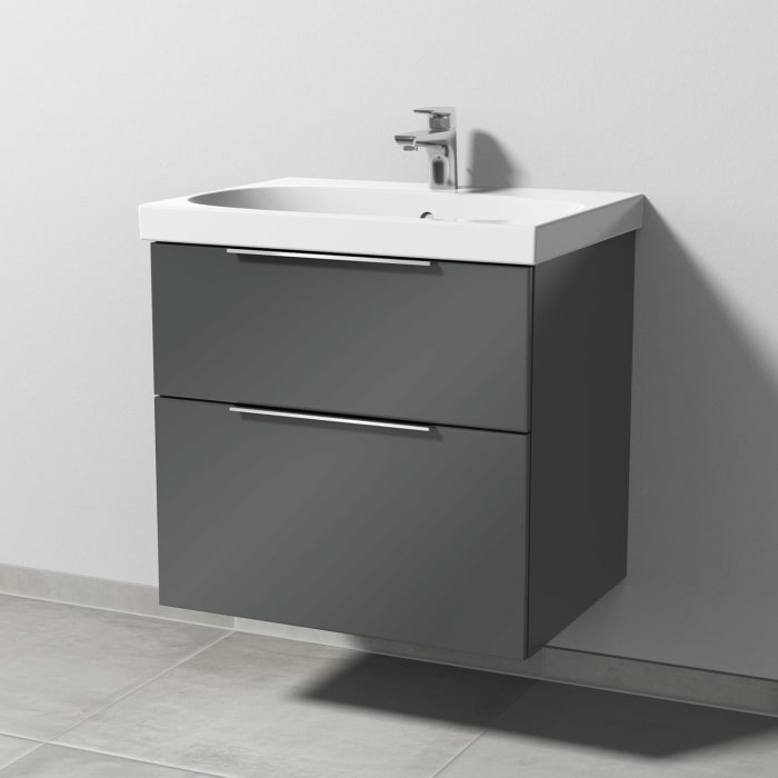 Sanipa 3way Waschtischunterbau für Keramik-Waschtisch Acanto 65 cm, 2 Auszüge mit Aufsatzgriff