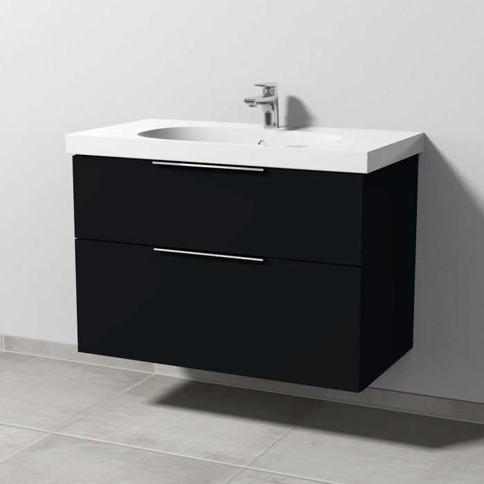 Sanipa 3way Waschtischunterbau für Keramik-Waschtisch Acanto 90 cm, 2 Auszüge mit Aufsatzgriff