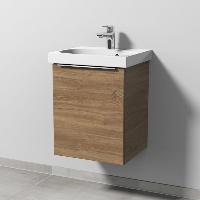 Sanipa 3way Waschtischunterbau für Keramik-Waschtisch Acanto 45 cm, 1 Tür , Anschlag links, mit Aufsatzgriff