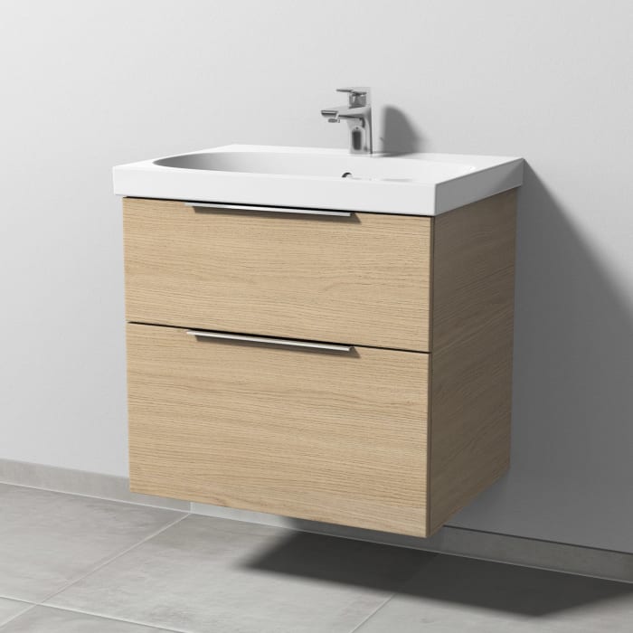 Sanipa 3way Waschtischunterbau für Keramik-Waschtisch Acanto 65 cm, 2 Auszüge mit Aufsatzgriff