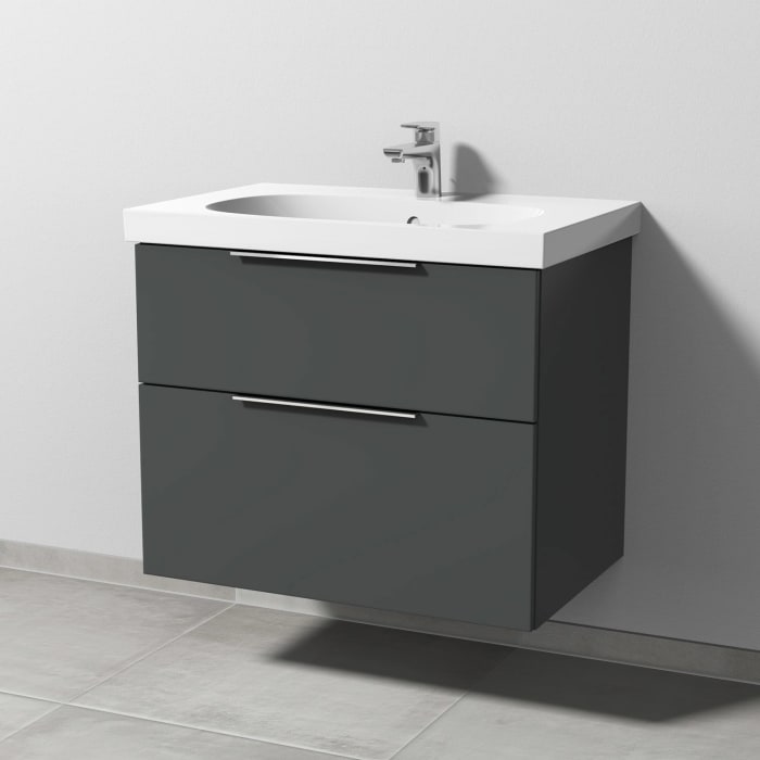 Sanipa 3way Waschtischunterbau für Keramik-Waschtisch Acanto 75 cm, 2 Auszüge mit Aufsatzgriff