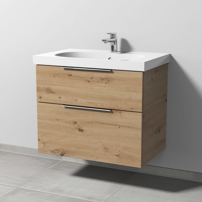 Sanipa 3way Waschtischunterbau für Keramik-Waschtisch Acanto 75 cm, 2 Auszüge mit Aufsatzgriff