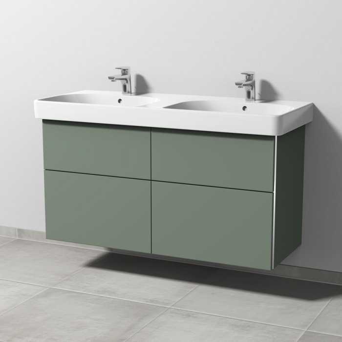 Sanipa 3way Waschtischunterbau für Keramik-Doppelwaschtisch Smyle Square 120 cm, 4 Auszüge mit Griffleisten