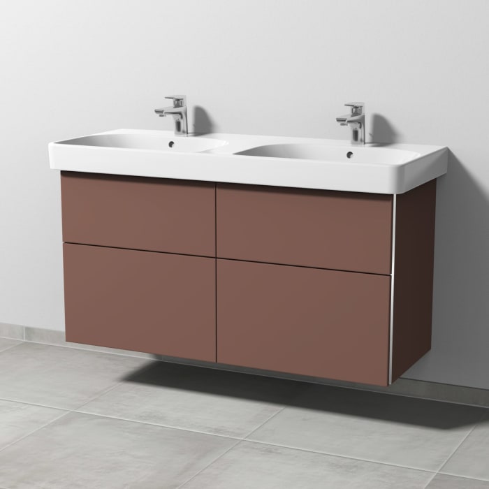 Sanipa 3way Waschtischunterbau für Keramik-Doppelwaschtisch Smyle Square 120 cm, 4 Auszüge mit Griffleisten