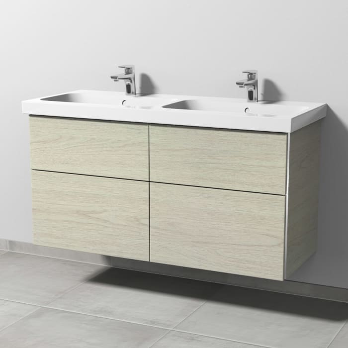Sanipa 3way Waschtischunterbau für Keramik-Doppelwaschtisch iCon Light 120 cm, 4 Auszüge mit Griffleisten