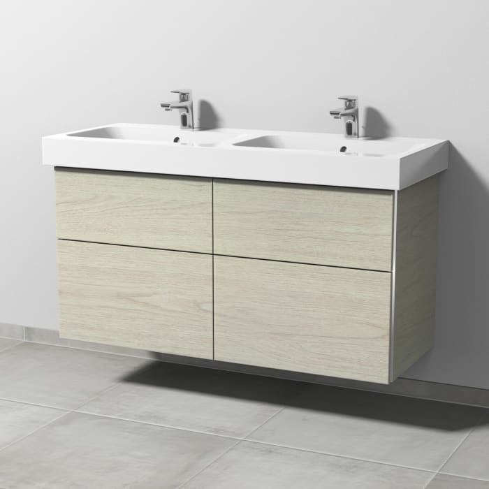 Sanipa 3way Waschtischunterbau für Keramik-Doppelwaschtisch iCon 120 cm, 4 Auszüge mit Griffleisten