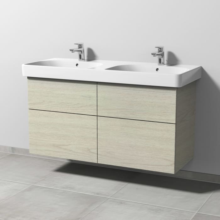 Sanipa 3way Waschtischunterbau für Keramik-Doppelwaschtisch Smyle Square 120 cm, 4 Auszüge mit Push to open
