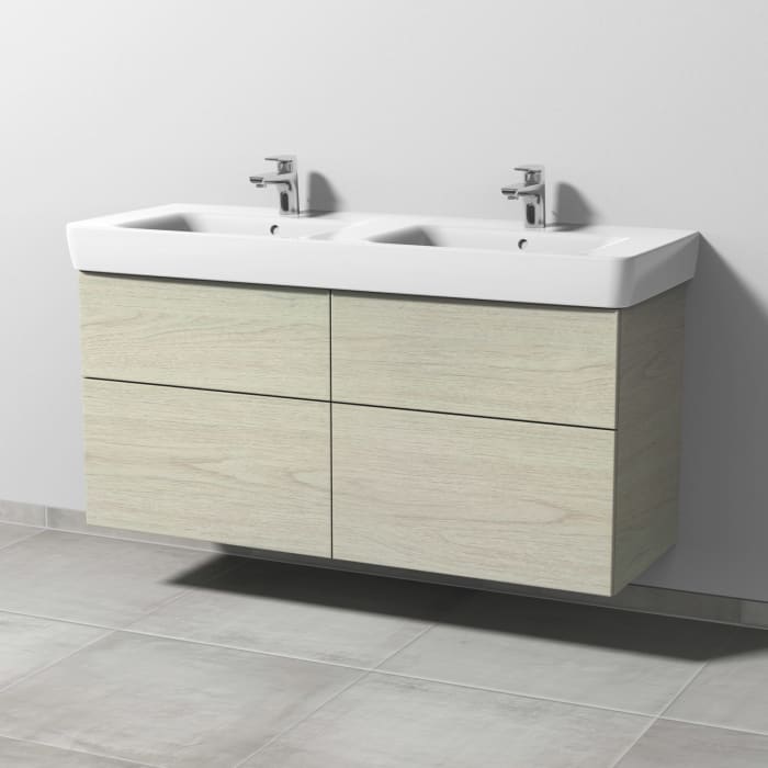 Sanipa 3way Waschtischunterbau für Keramik-Doppelwaschtisch Renova Plan 130 cm, 4 Auszüge mit Push to open