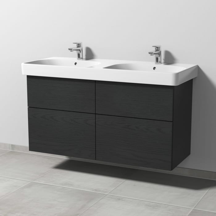 Sanipa 3way Waschtischunterbau für Keramik-Doppelwaschtisch Smyle Square 120 cm, 4 Auszüge mit Push to open