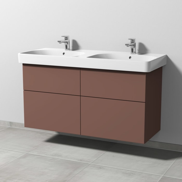 Sanipa 3way Waschtischunterbau für Keramik-Doppelwaschtisch Smyle Square 120 cm, 4 Auszüge mit Push to open