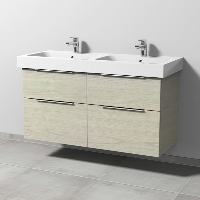 Sanipa 3way Waschtischunterbau für Keramik-Doppelwaschtisch iCon 120 cm, 4 Auszüge mit Aufsatzgriff