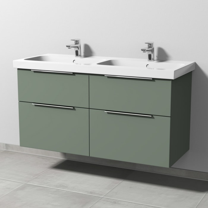 Sanipa 3way Waschtischunterbau für Keramik-Doppelwaschtisch iCon Light 120 cm, 4 Auszüge mit Aufsatzgriff