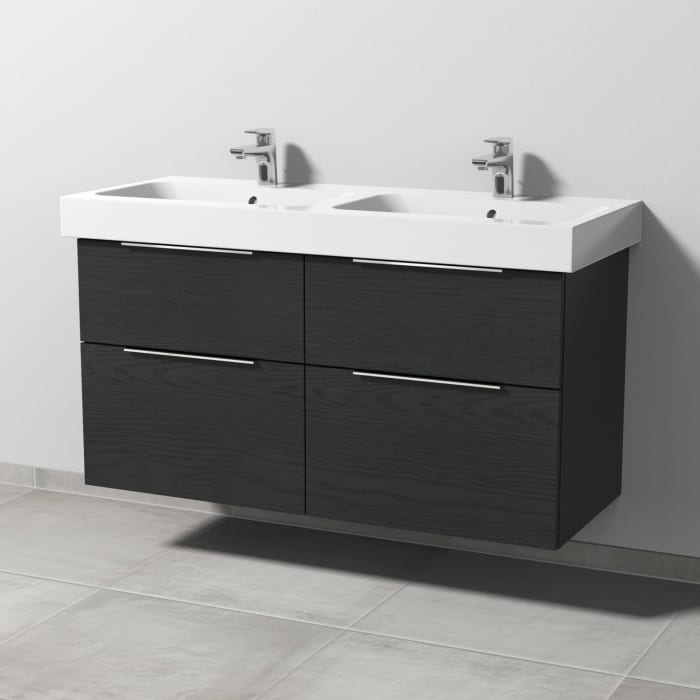 Sanipa 3way Waschtischunterbau für Keramik-Doppelwaschtisch iCon 120 cm, 4 Auszüge mit Aufsatzgriff