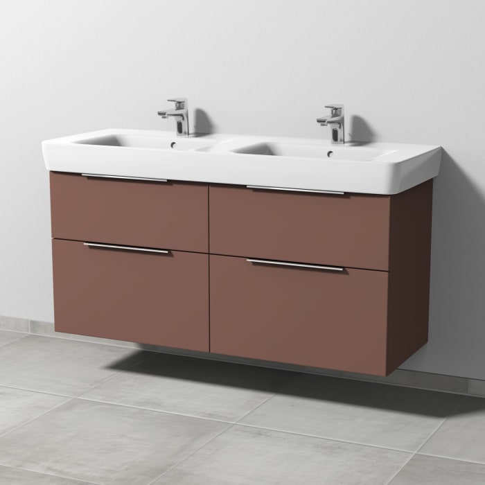 Sanipa 3way Waschtischunterbau für Keramik-Doppelwaschtisch Renova Plan 130 cm, 4 Auszüge mit Aufsatzgriff