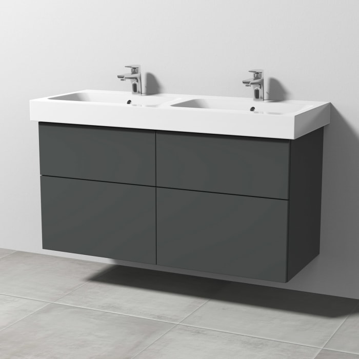 Sanipa 3way Waschtischunterbau für Keramik-Doppelwaschtisch iCon 120 cm, 4 Auszüge mit Push to open