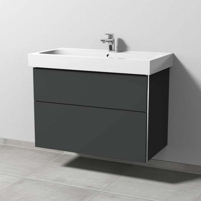 Sanipa 3way Waschtischunterbau für Keramik-Waschtisch iCon 90 cm, 2 Auszüge mit Griffleisten